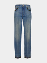 Valentino Garavani Medium Blue Denim Trousers with Floral Detail