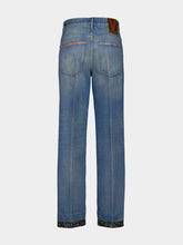 Valentino Garavani Medium Blue Denim Trousers with Floral Detail