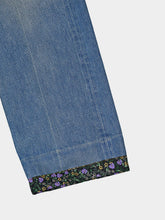 Valentino Garavani Medium Blue Denim Trousers with Floral Detail