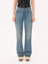 Valentino Garavani Medium Blue Denim Trousers with Floral Detail