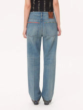 Valentino Garavani Medium Blue Denim Trousers with Floral Detail