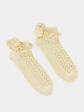 Valentino Garavani Beige Cotton Socks with Pom-Pom Detail