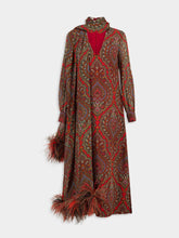 Valentino Garavani Paisley Silk Maxi Dress with Feathers