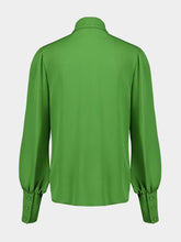 Valentino Garavani Green Silk Georgette Button-Down Shirt