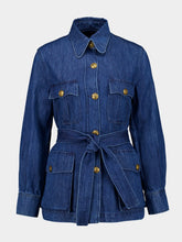 Valentino Garavani Blue Sahariana Jacket with Belt in Medium Denim