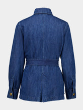 Valentino Garavani Blue Sahariana Jacket with Belt in Medium Denim