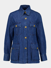 Valentino Garavani Blue Sahariana Jacket with Belt in Medium Denim