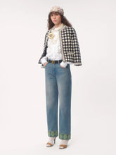 Valentino Garavani Blue Denim Trousers with Jacquard Trims