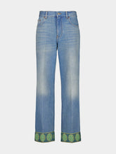 Valentino Garavani Blue Denim Trousers with Jacquard Trims