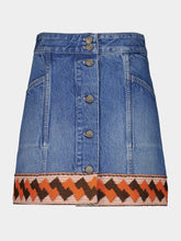 Valentino Garavani Blue Denim Skirt with Jacquard Trims