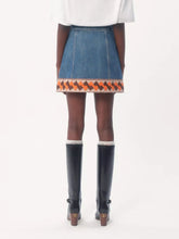 Valentino Garavani Blue Denim Skirt with Jacquard Trims