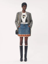 Valentino Garavani Blue Denim Skirt with Jacquard Trims