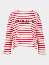 Valentino Garavani Ivory and Red Striped Cotton Jersey Long-Sleeved Top