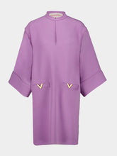 Valentino Garavani Lilac Mini Dress V-Neck Cady Couture Silk