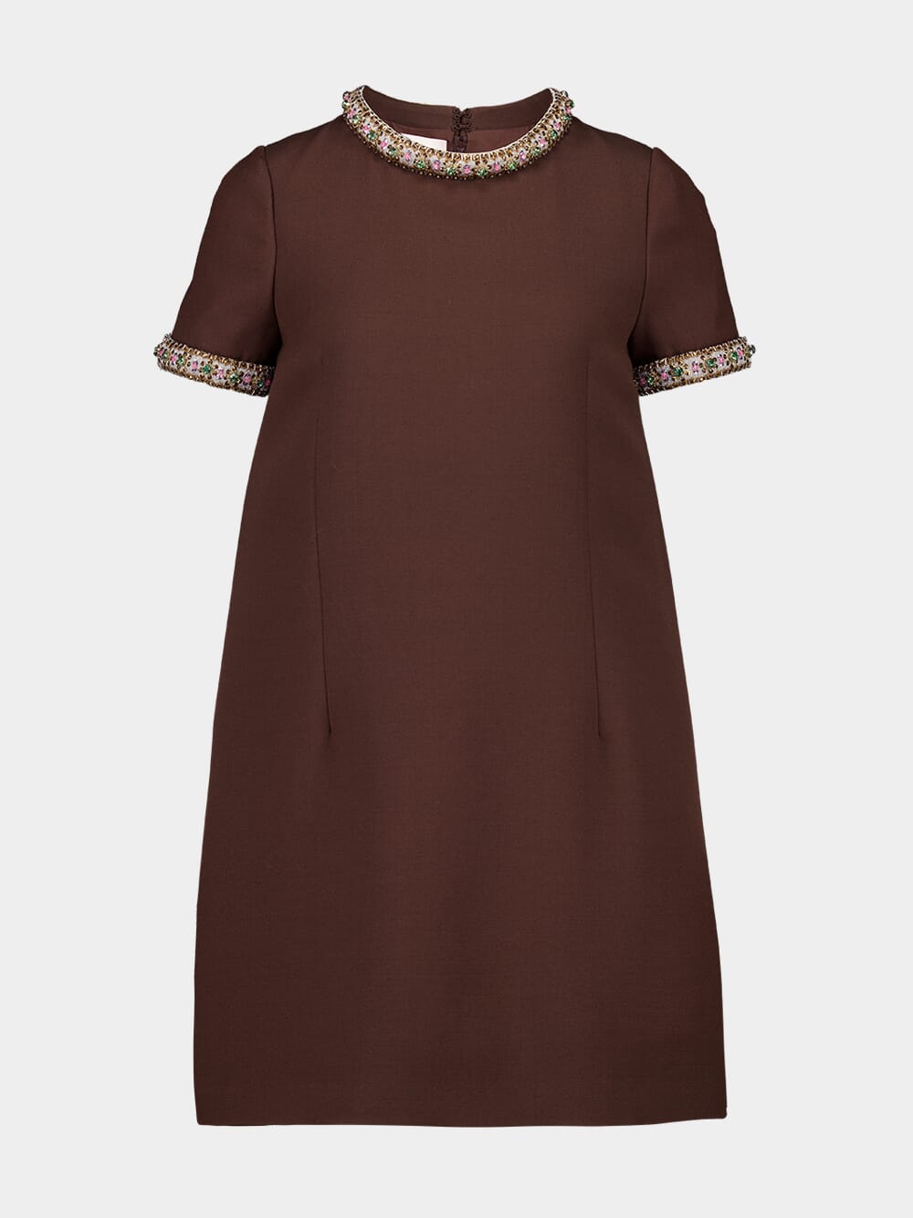 Valentino Garavani Brown Embroidered Crepe Couture Short Dress | Fashion Clinic Valentino Garavani Brown Embroidered Crepe Couture Short Dress | Fashion Clinic