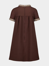 Brown Embroidered Crepe Couture Short Dress