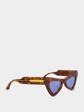 Retrosuperfuture x Marni Havana Fairy Pools Cat-Eye Sunglasses with Blue Lenses
