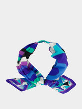 Pucci Turquoise and Blue Iride Print Cotton Bow Headband