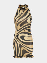 Pucci Beige and Black Marmo Ruffle Mini Dress