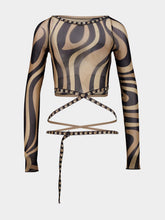 Pucci Beige and Black Marmo Tulle Crop Top