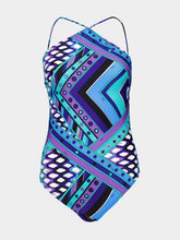 Pucci Turquoise and Blue Vivara Print Cross-Strap Swimsuit