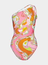 Pucci Orchidee Print One-Shoulder Swimsuit