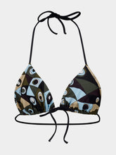 Pucci Khaki and Blue Occhi Triangle Bikini Top