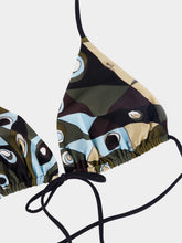 Pucci Khaki and Blue Occhi Triangle Bikini Top