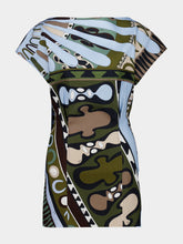 Pucci Khaki and Green Soleil Print Panama Mini Dress
