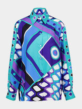 Pucci Turquoise and Blue Vivara Print Silk Shirt
