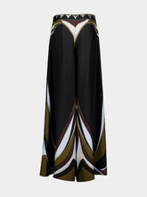 Pucci Khaki and Blue Fari Print Silk Palazzo Pants