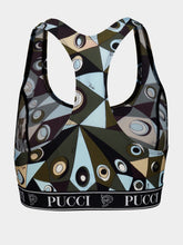 Pucci Khaki and Blue Occhi Print Sports Bra