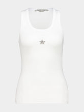 Stella McCartney Pure White Crystal Star Racerback Tank Top