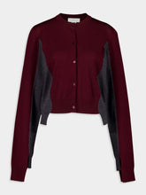 Stella McCartney Grey and Bordeaux Cropped Wool Cardigan