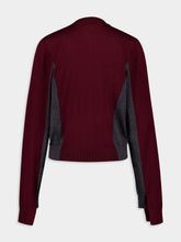 Stella McCartney Grey and Bordeaux Cropped Wool Cardigan