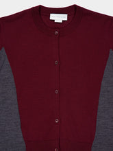 Stella McCartney Grey and Bordeaux Cropped Wool Cardigan