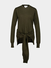 Stella McCartney Olive Green Wool Jumper with Knot Detail