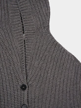 Stella McCartney Dark Grey Melange Chunky Ribbed Hooded Cardigan
