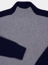 Stella McCartney Grey and Navy Contrast Panel Turtleneck Jumper