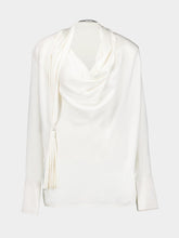 Stella McCartney White Tasseled Draped Silk Blouse