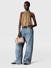 Stella McCartney Gold Halterneck Panel Rhinestone Embellished Top