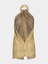 Stella McCartney Gold Halterneck Panel Rhinestone Embellished Top