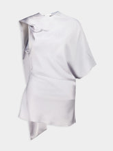 Stella McCartney Pearl Blue Asymmetric Tie-Neck Top