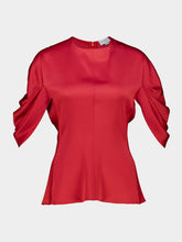 Stella McCartney Tomato Draped Sleeve Acetate Top