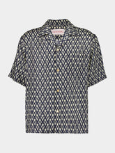 Valentino Garavani Blue Printed Short-Sleeve Button-Up Bowling Shirt