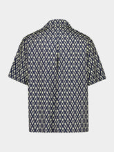 Valentino Garavani Navy Toute La V Cotton Popeline Bowling Shirt