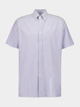 Valentino Garavani Blue Striped Cotton Short-Sleeved Shirt