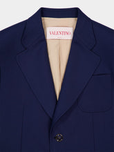 Valentino Garavani Indigo Wool Gabardine Single-Breasted Blazer