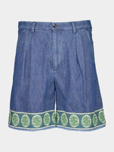 Valentino Garavani Denim Bermuda Shorts with Jacquard Hem