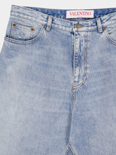 Valentino Garavani Blue Denim Logo Patch Straight Leg Jeans